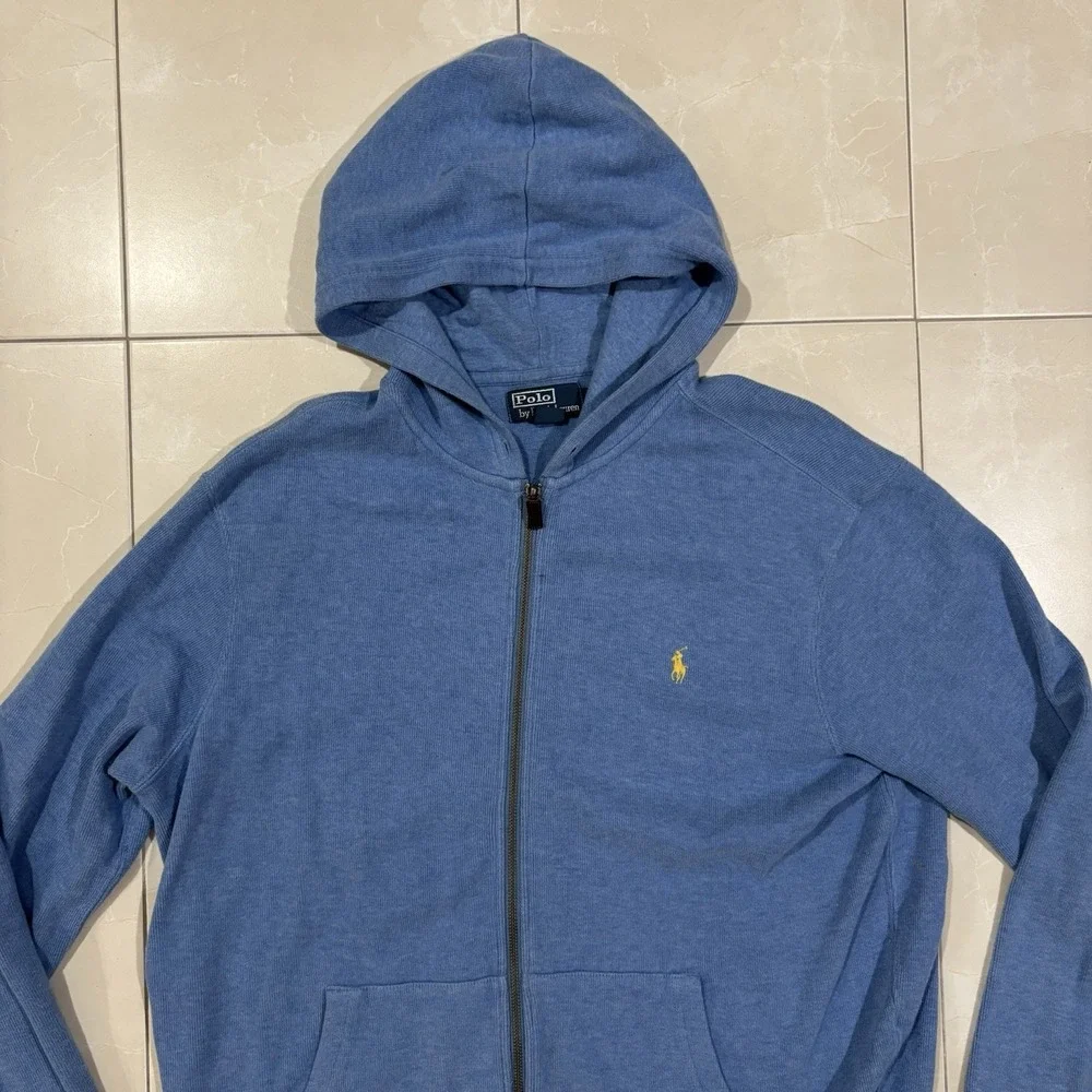 Vintage Polo Ralph Lauren Full Zip Hoodie Men's XL Blue Sweatshirt Pony Y2K